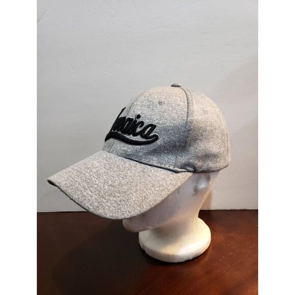 Men's Jamaica Cap Embroidered 3D Soft Grey Black Adjustable Baseball Cap - Picture 3 of 6